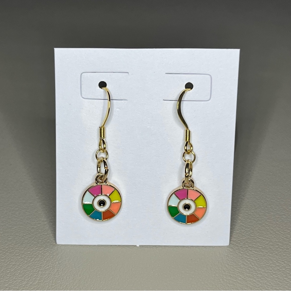 Evil Eye Earrings - 18k Gold Plated - Handmade - Enamel Charm
